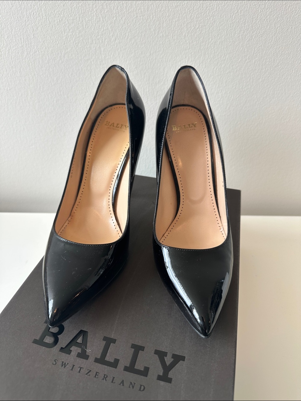 Bally Glossy Black Patent Pointed-Toe Pumps
